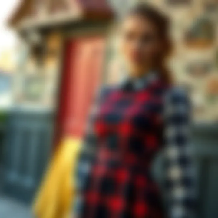 An artistic representation of the plaid jumper dress in a historical context