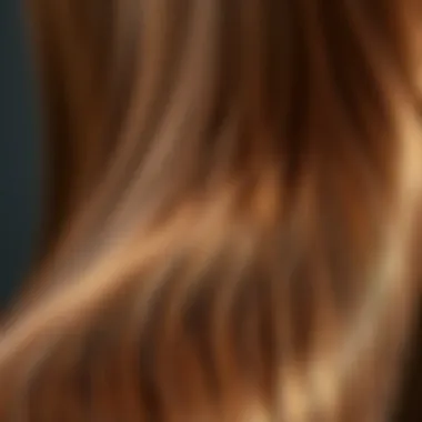 Close-up of honey brown hair texture and shine