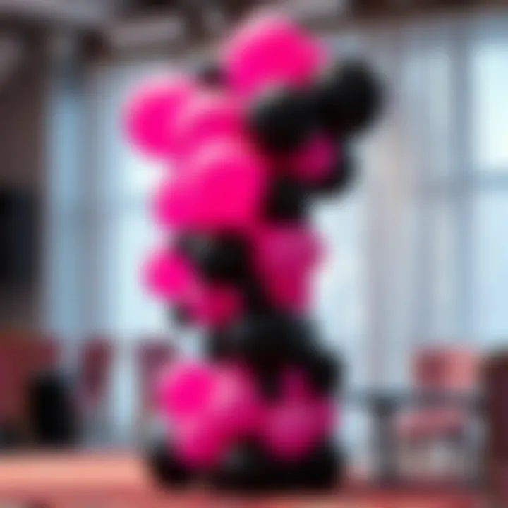 Creative balloon arrangement in hot pink and black