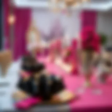 Elegant table setting with hot pink and black accents