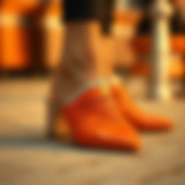 Elegant Design of Orange Mules Shoes Elegant orange mules showcasing intricate design details