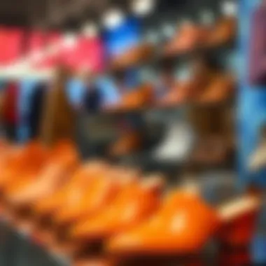 Fashionable Display of Orange Mules A fashionable display of orange mules in various styles