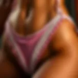 Detailed view of XS thong swimsuit fabric