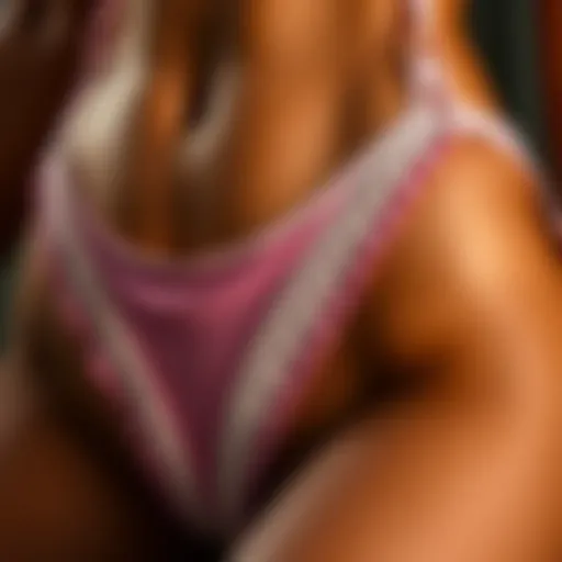 Detailed view of XS thong swimsuit fabric