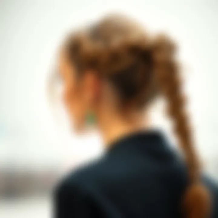 Creativity in Hair Design Close-up of a beautifully styled ponytail featuring intricate braids, highlighting the creativity involved in hair design.