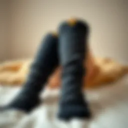 Cozy knee warmers displayed on a soft surface, showcasing their texture and design