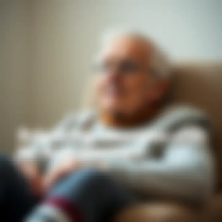 Enhancing Relaxation with Knee Warmers An elderly individual relaxing while wearing knee warmers, emphasizing ease and comfort
