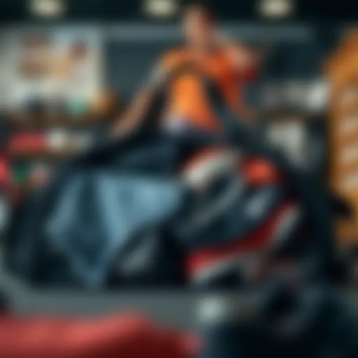 An organized large gym bag showcasing various compartments filled with workout gear