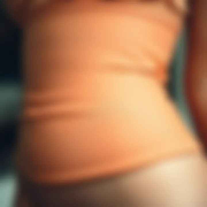 A close-up of a latex waist trainer showcasing its texture and flexibility