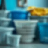 A selection of various soaking laundry baskets showcasing different designs and materials.