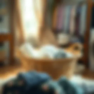 Best practices illustrated on how to properly soak garments in a laundry basket for optimal care.