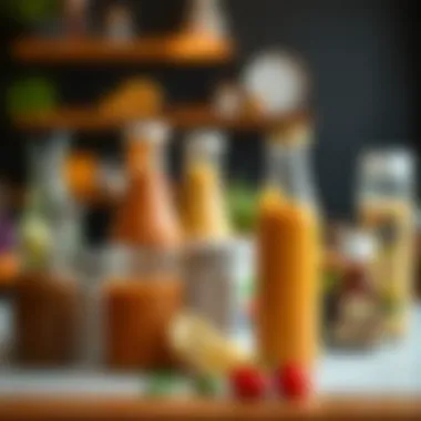 Design Choices for Salad Dressing Containers Variety of stylish dressing containers arranged aesthetically