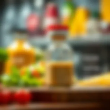 Functionality in Salad Dressing Containers Functional features of a salad dressing container highlighted