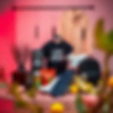 Artistic arrangement of Love Lemonade Clothing items against a stylish backdrop, illustrating contemporary fashion.