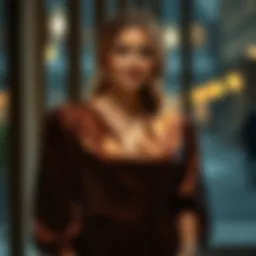 Elegant plus size evening top with flowing sleeves in a luxurious fabric