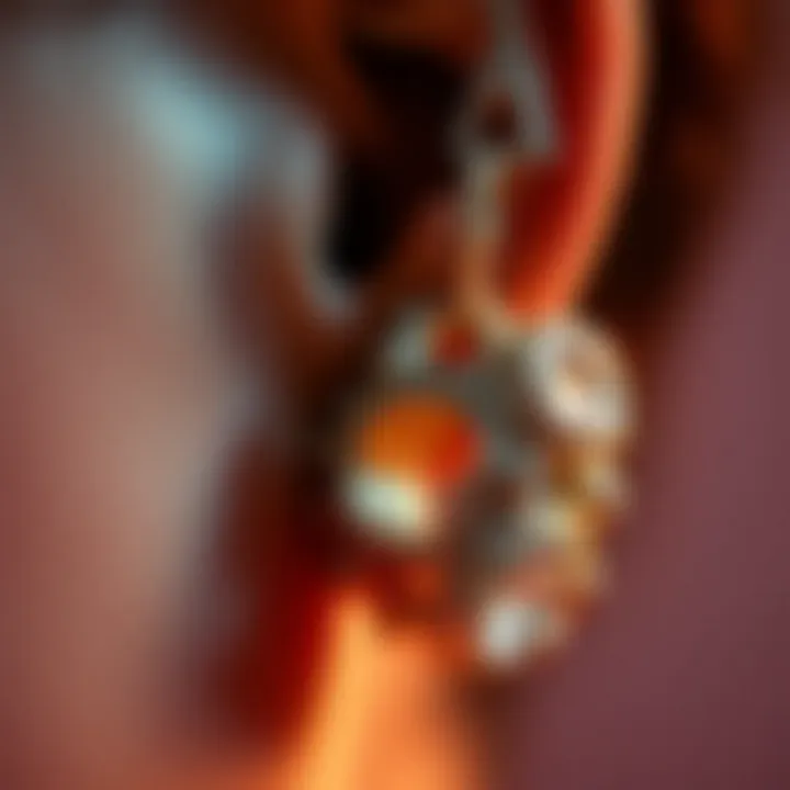 Close-up of nickel-free cartilage earrings showcasing their material and shine