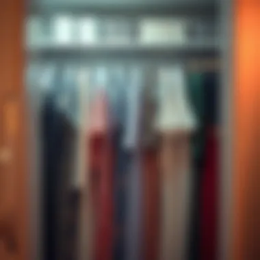 Organized closet featuring dresses in clear garment bags