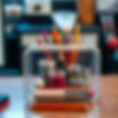 Organized transparent pencil case showcasing various items