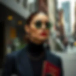 Elegant passport carrier neck in urban setting