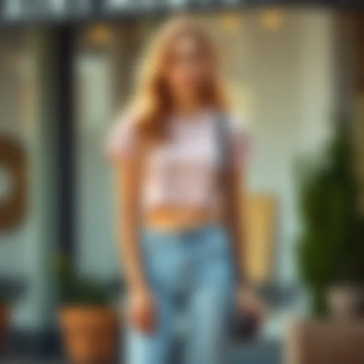 Stylish outfit featuring petite short jeans with an elastic waist