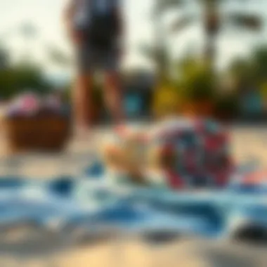 Compact Beach Blanket Ready for Adventure Beach blanket folded and secured for travel