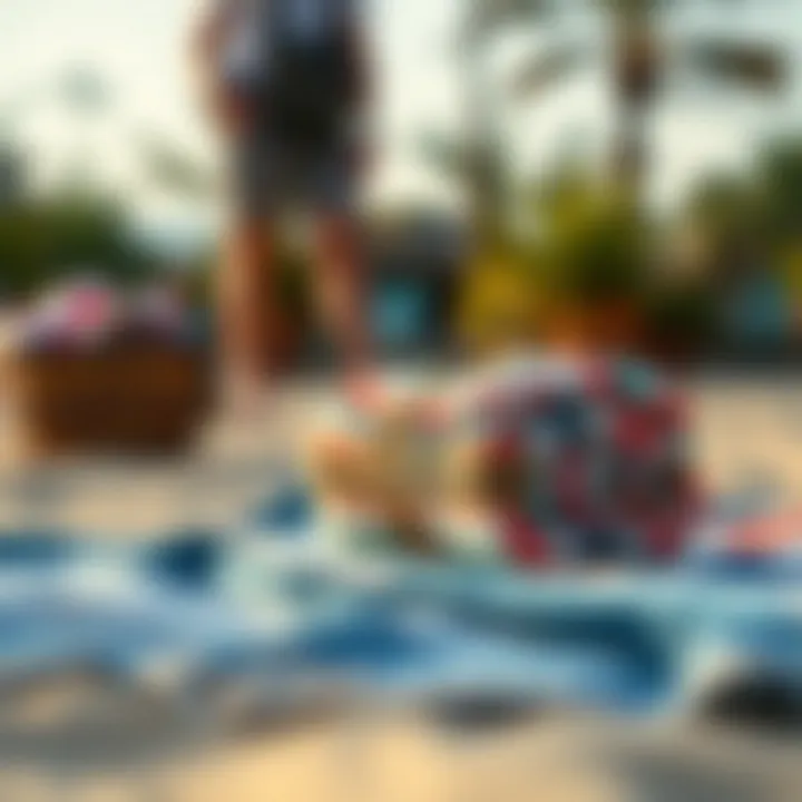 Compact Beach Blanket Ready for Adventure Beach blanket folded and secured for travel