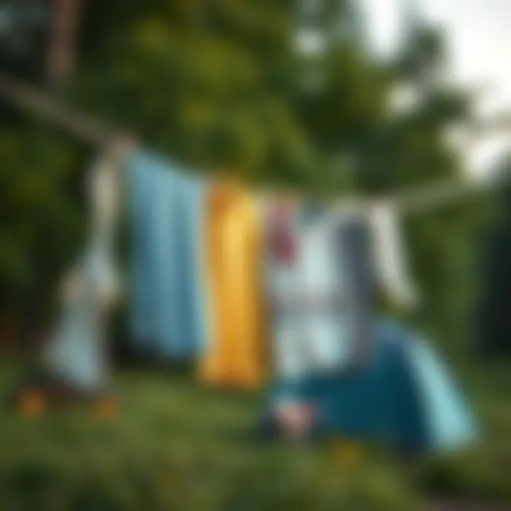 Various types of portable clothes lines displayed