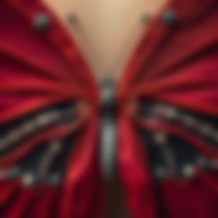 Close-up of the delicate fabric details and embellishments on butterfly wings