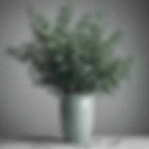 Elegant arrangement of realistic eucalyptus stems in a modern vase