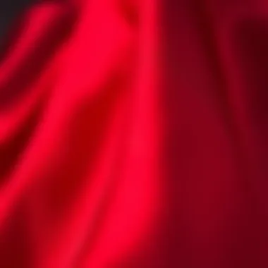 Close-up of red satin fabric highlighting its sheen