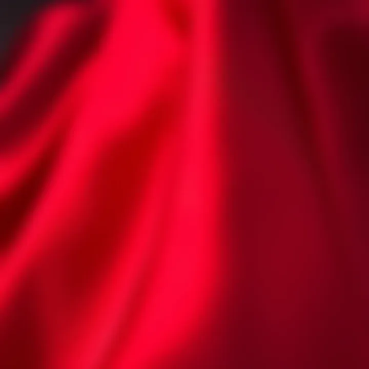 Close-up of red satin fabric highlighting its sheen