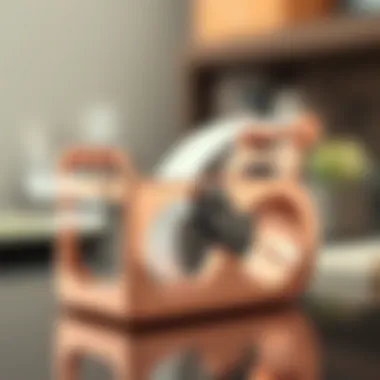 Intricate Design Features of the Rose Gold Tape Dispenser Close-up of rose gold tape dispenser showcasing design details