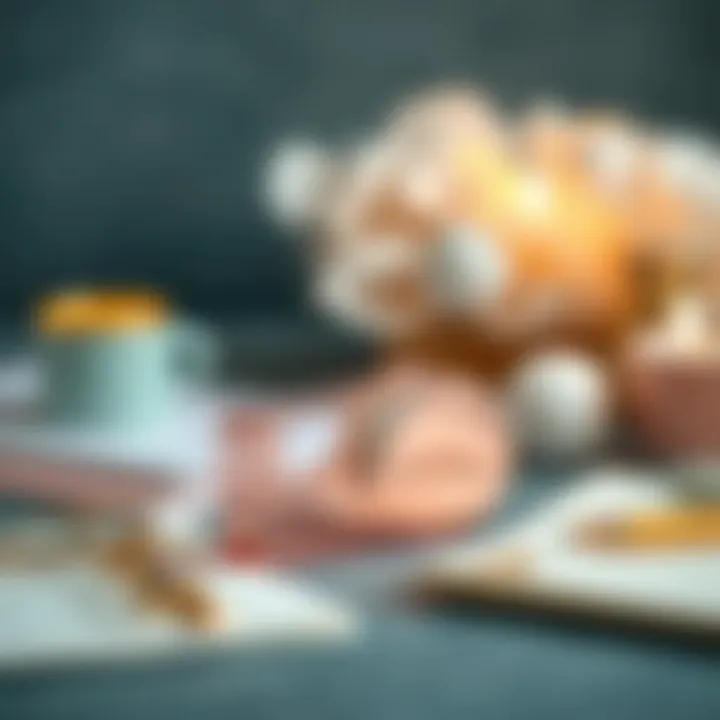 The Rose Gold Tape Dispenser Complementing Elegant Stationery Rose gold tape dispenser alongside stationery and decorative items