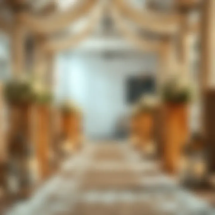 A rustic wedding scene featuring burlap and lace decor