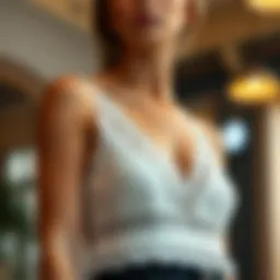 Elegant scalloped cami top showcasing intricate lace detailing