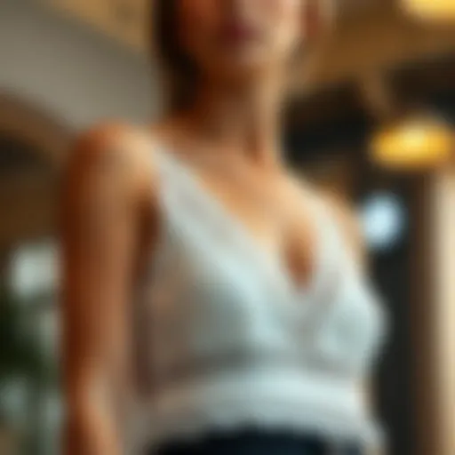 Elegant scalloped cami top showcasing intricate lace detailing