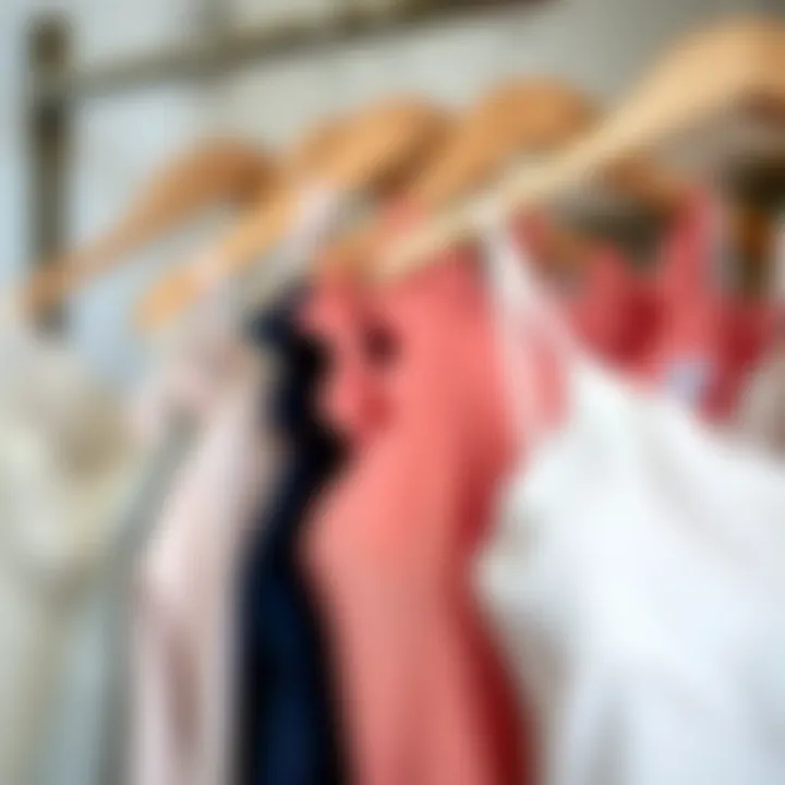 Variety of fabric choices for scalloped cami tops displayed together