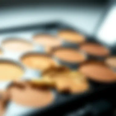 A close-up of shimmer gold eyeshadow on a palette