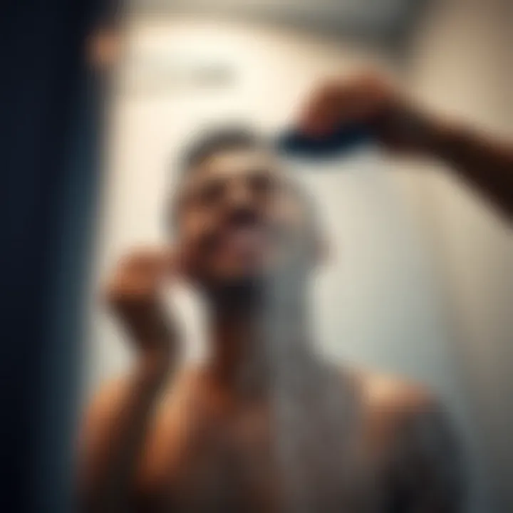 Rejuvenating Shower Experience with the Soft Brush User enjoying a rejuvenating shower experience with the brush