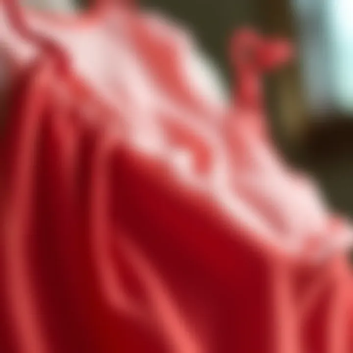 Close-up of fabric textures used in spaghetti strap camis