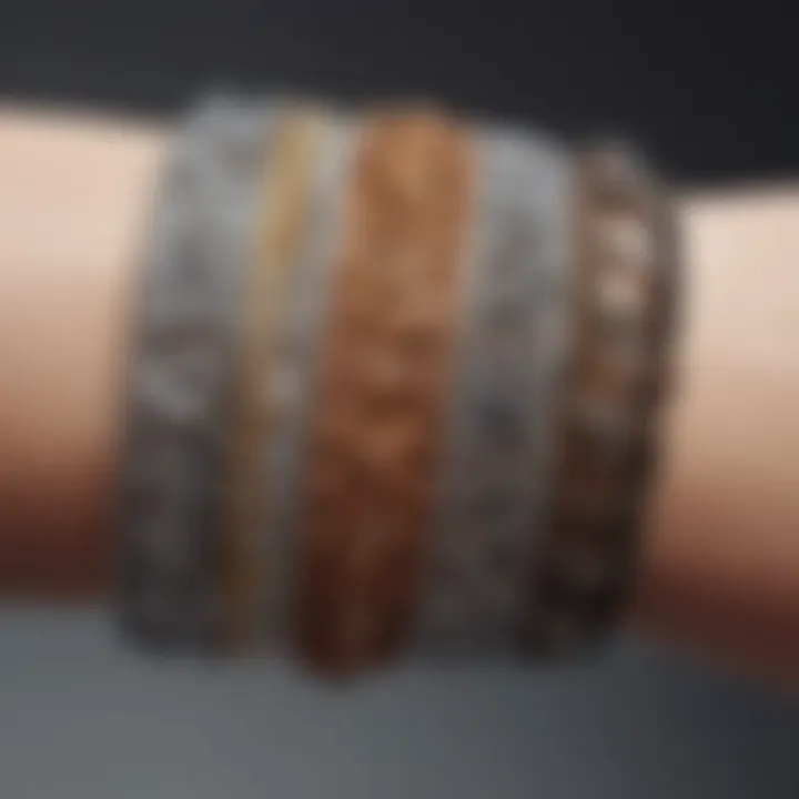 Close-up of a stylish bracelet showcasing unique designs