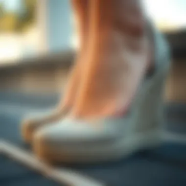 Close-up of quality materials used in wedge shoes