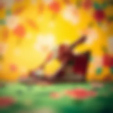 Chic floral print wedge sandals on a vibrant background