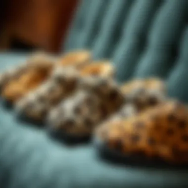 Stylish Arrangement of Leopard House Slippers A stylish arrangement showcasing various leopard house slippers