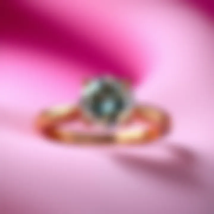 A close-up view of a moissanite promise ring showcasing its facets