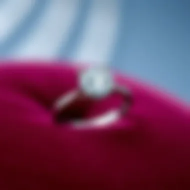Exquisite moissanite promise ring on a velvet background