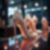 Glistening rhinestone stilettos on display