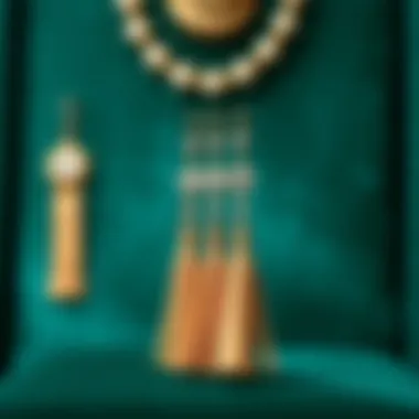 Elegant Display of Rhinestone Tassel Earrings Elegant rhinestone tassel earrings displayed on a luxurious velvet background