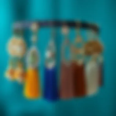 Styling Collection of Rhinestone Tassel Earrings Showcase of various styles of rhinestone tassel earrings arranged artistically