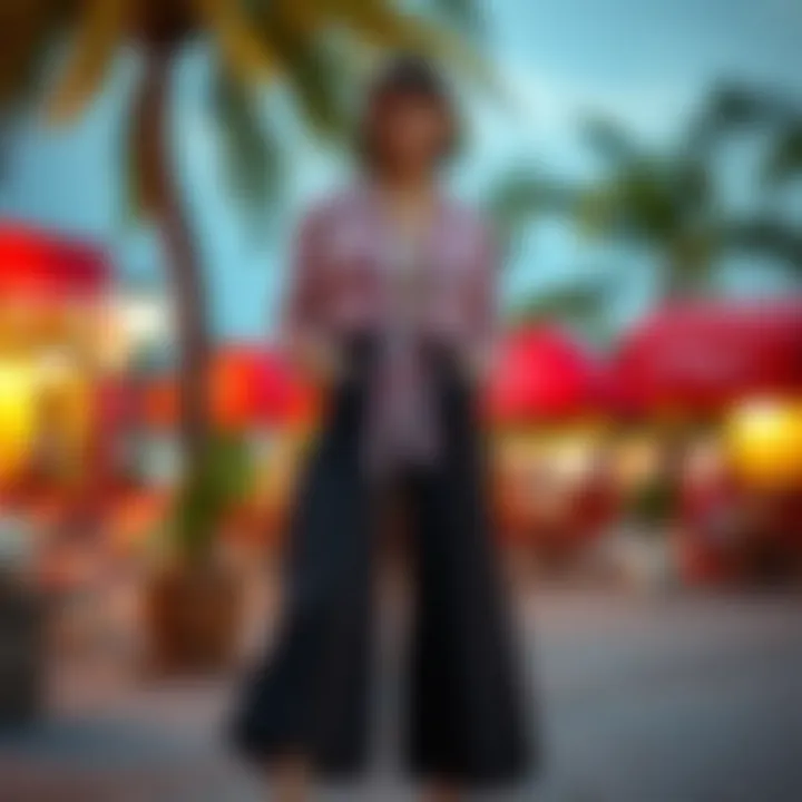 Stylish culottes showcased in a vibrant outdoor setting